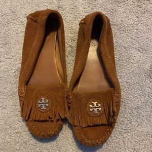Tory Burch chestnut colored moccasins